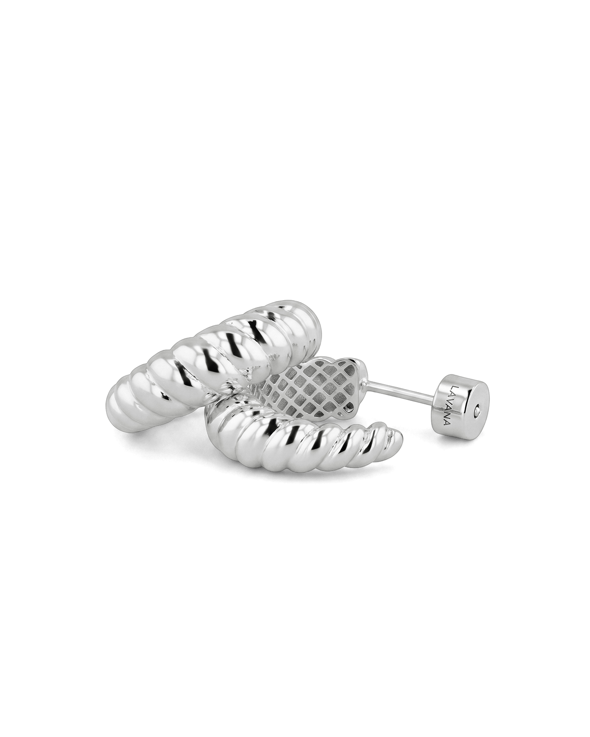 LAVANA Puffy Croissant Silver Hoop Earrings