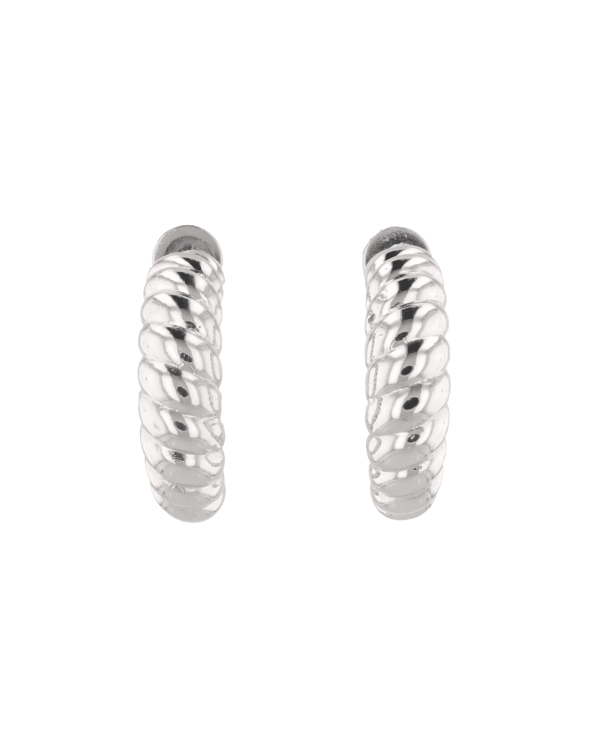 LAVANA Puffy Croissant Silver Hoop Earrings
