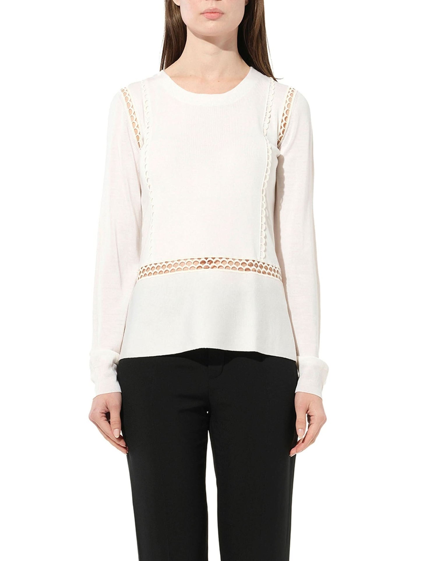Image of a model wearing Outerwear. Product name - Pullover Sweater in White colour by brand - CHLOE