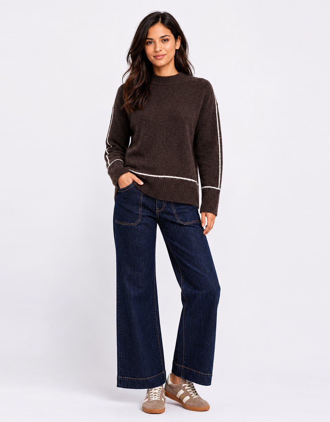 Stories Be Told Quest Contrast Detail Jumper (Chocolate)