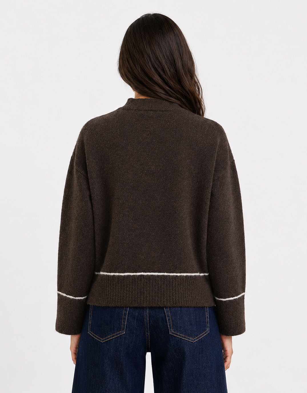 Stories Be Told Quest Contrast Detail Jumper (Chocolate)