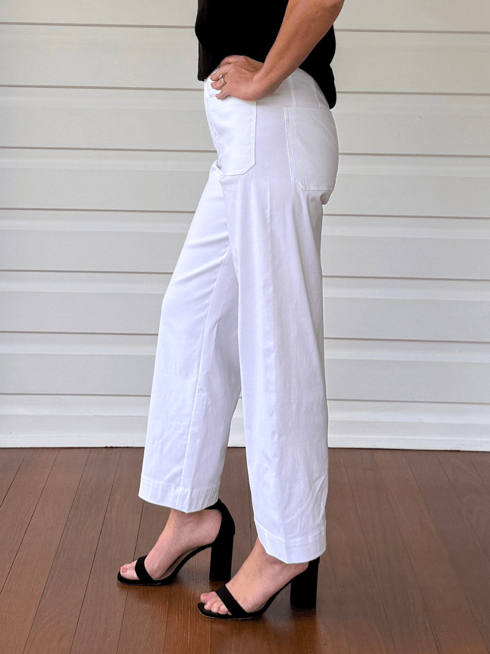 Threadz Marine Wide Leg Pant (White)