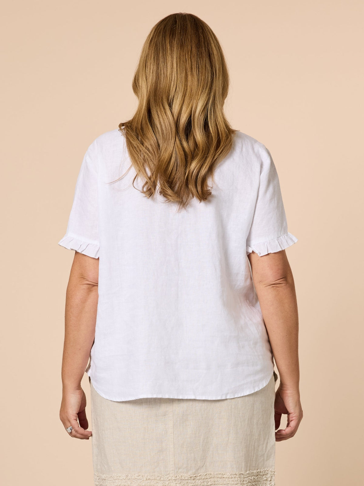 Gordon Smith Tiffany Ruffle Linen Top (White)
