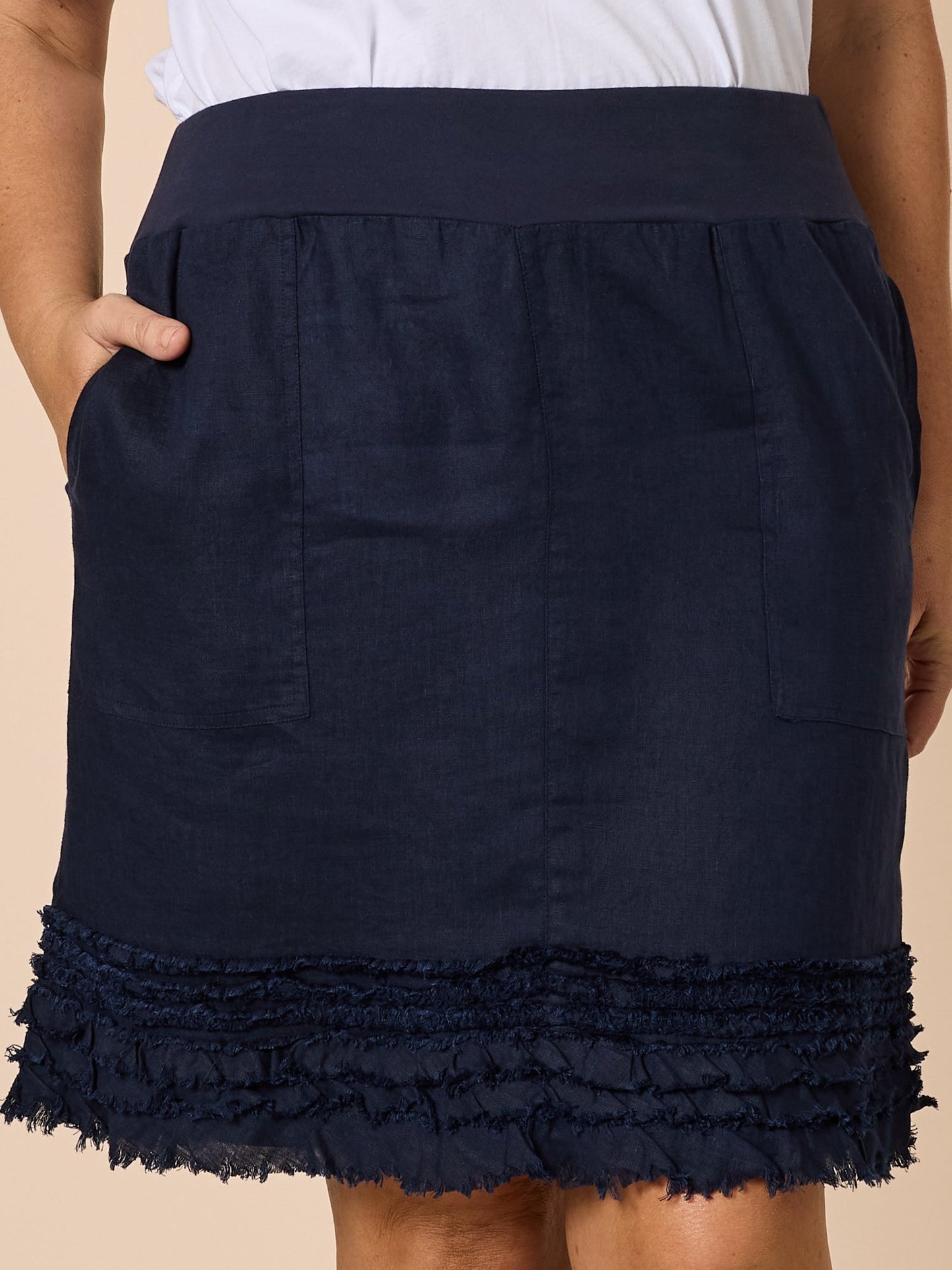 Gordon Smith Ruffle Hem Skirt (Navy)