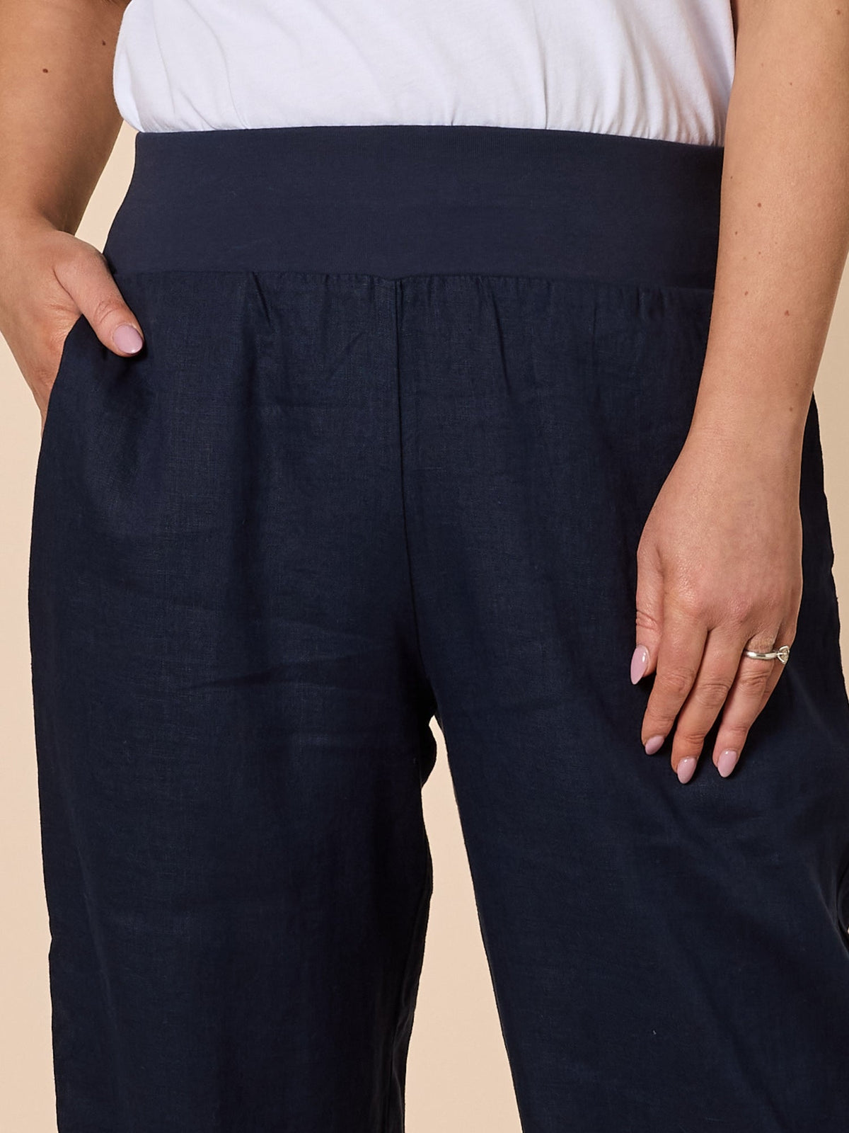Gordon Smith Lara Wide Leg Linen Pant (Navy)