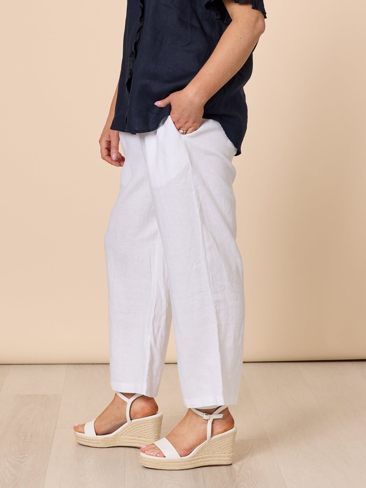 Gordon Smith Lara Linen Wide Leg Pant (White)