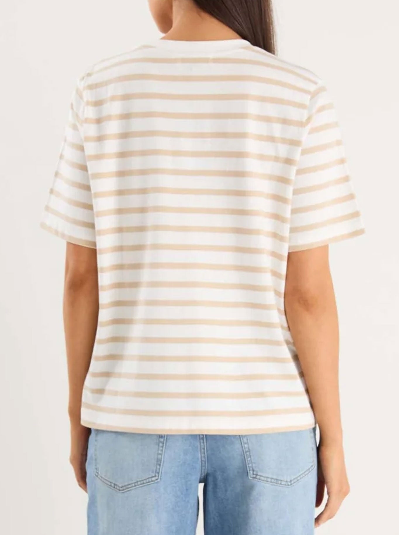 RE:UNION THE LABEL BINDING STRIPE BOXY FIT TEE (White Natural)