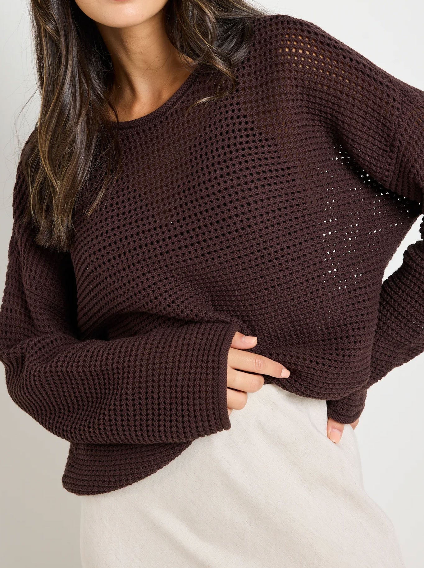 Re:Union The Label Dawn Crochet Jumper (Chocolate)