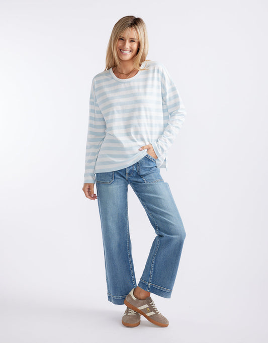 & Co. Relaxed Long Sleeve T-Shirt (Ice Blue/White)