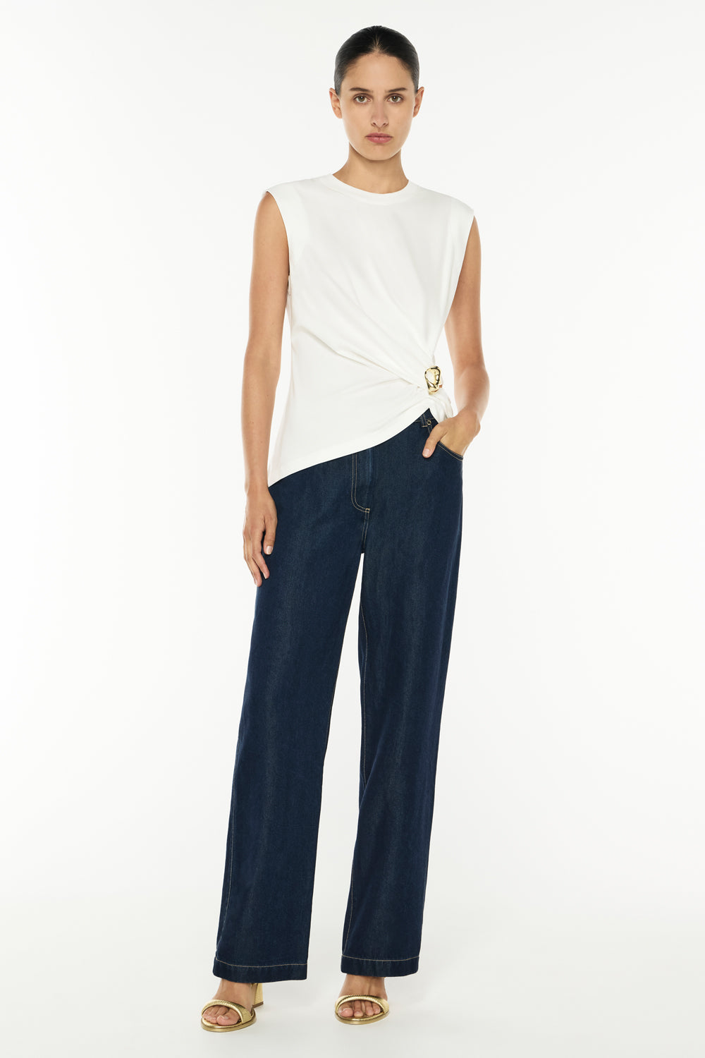 Image of a model wearing Tops. Productname: Born To Love Top in WHITE colour by brand - Manning Cartell