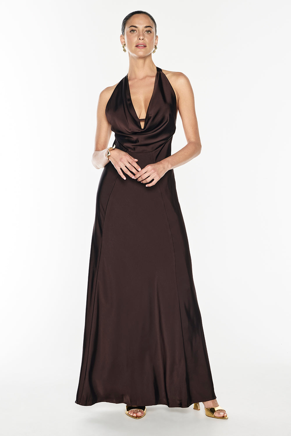 Charmed Cowl Slip Dress (Dark Chocolate)