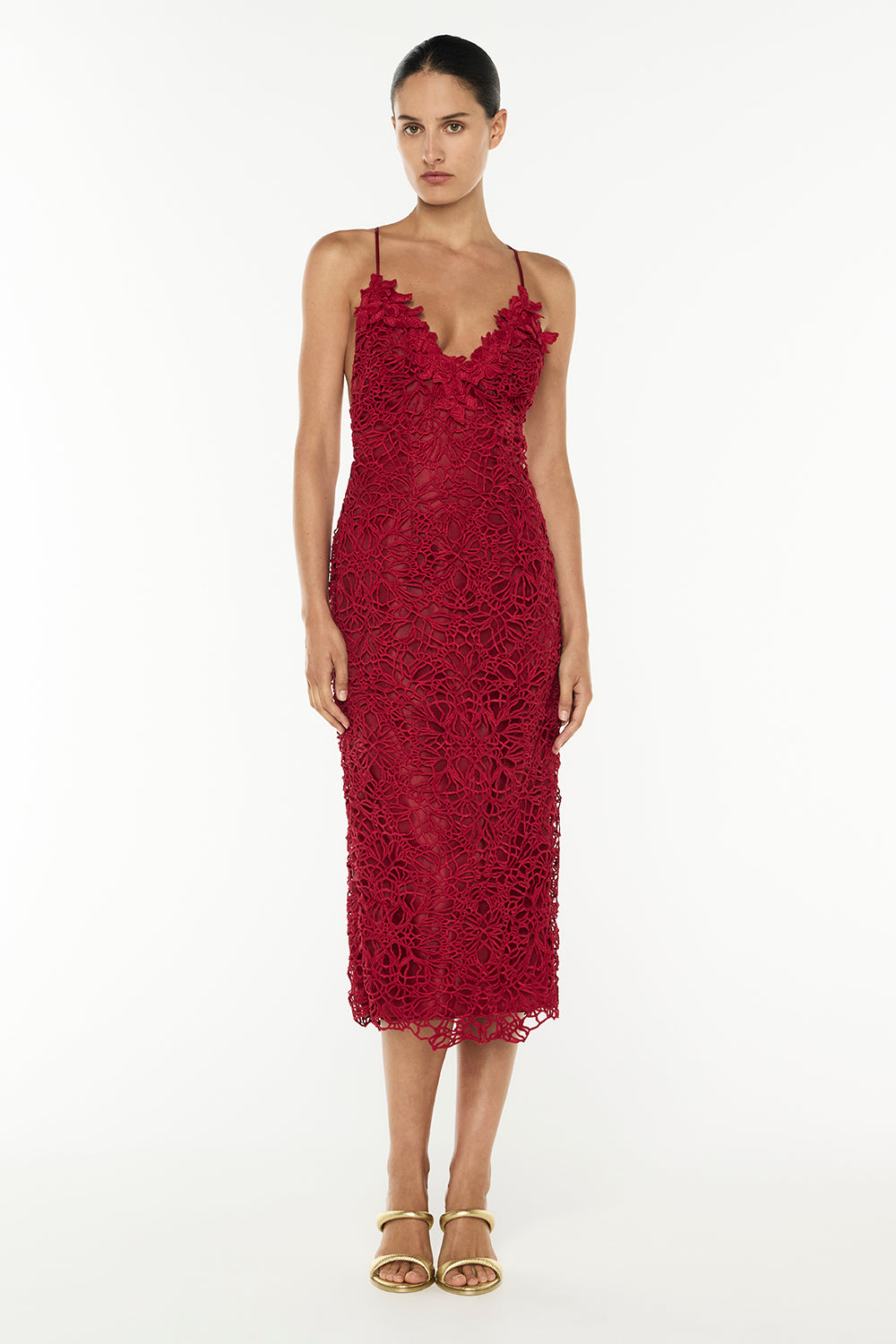 Image of Dresses. Productname: Tea Ceremony Midi Dress in Ruby Red colour by brand - Manning Cartell