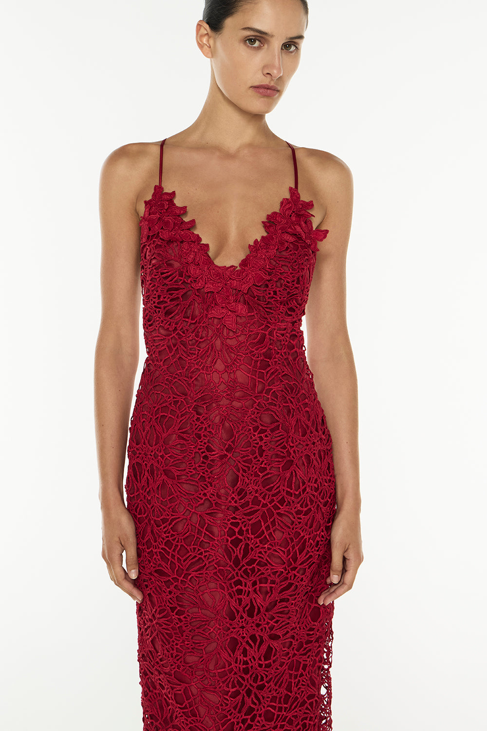 Tea Ceremony Midi Dress (Ruby Red)