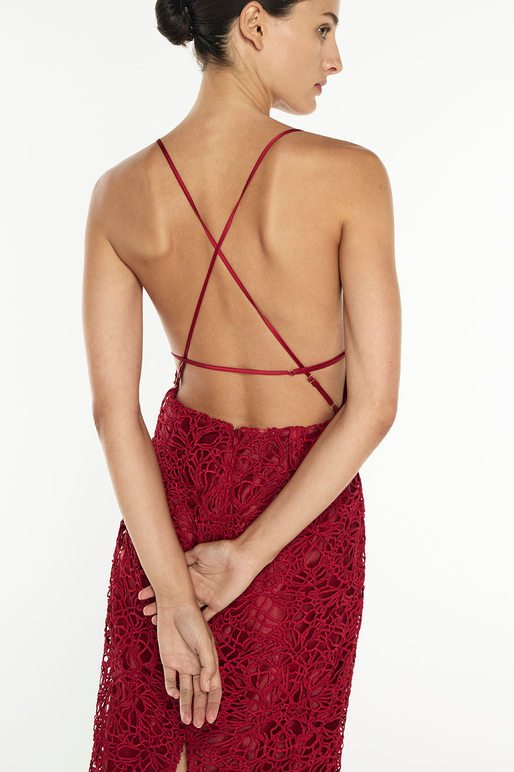 Tea Ceremony Midi Dress (Ruby Red)