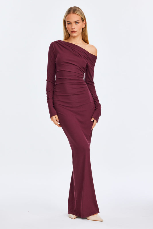 Image of Dresses. Productname: SNDYS REYNA MAXI DRESS in Wine colour by brand - SNDYS