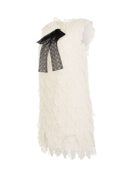 CHLOE Dress (White with Black Bow)