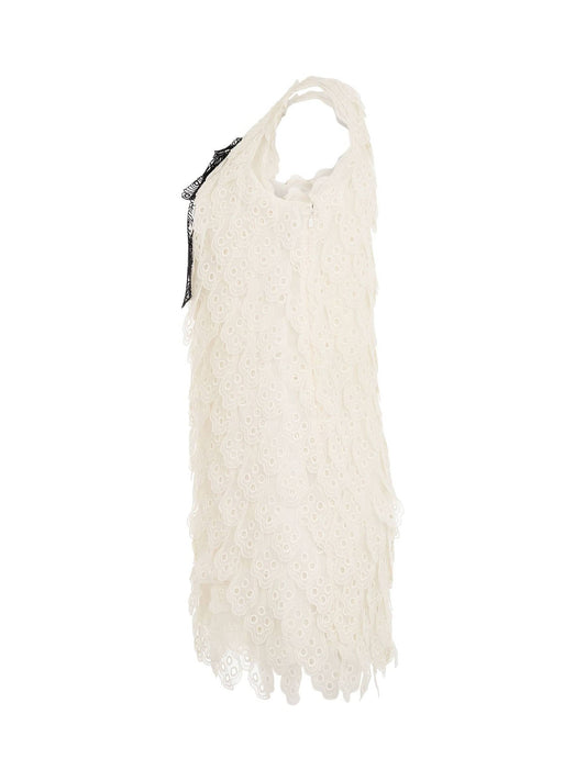 CHLOE Dress (White with Black Bow)