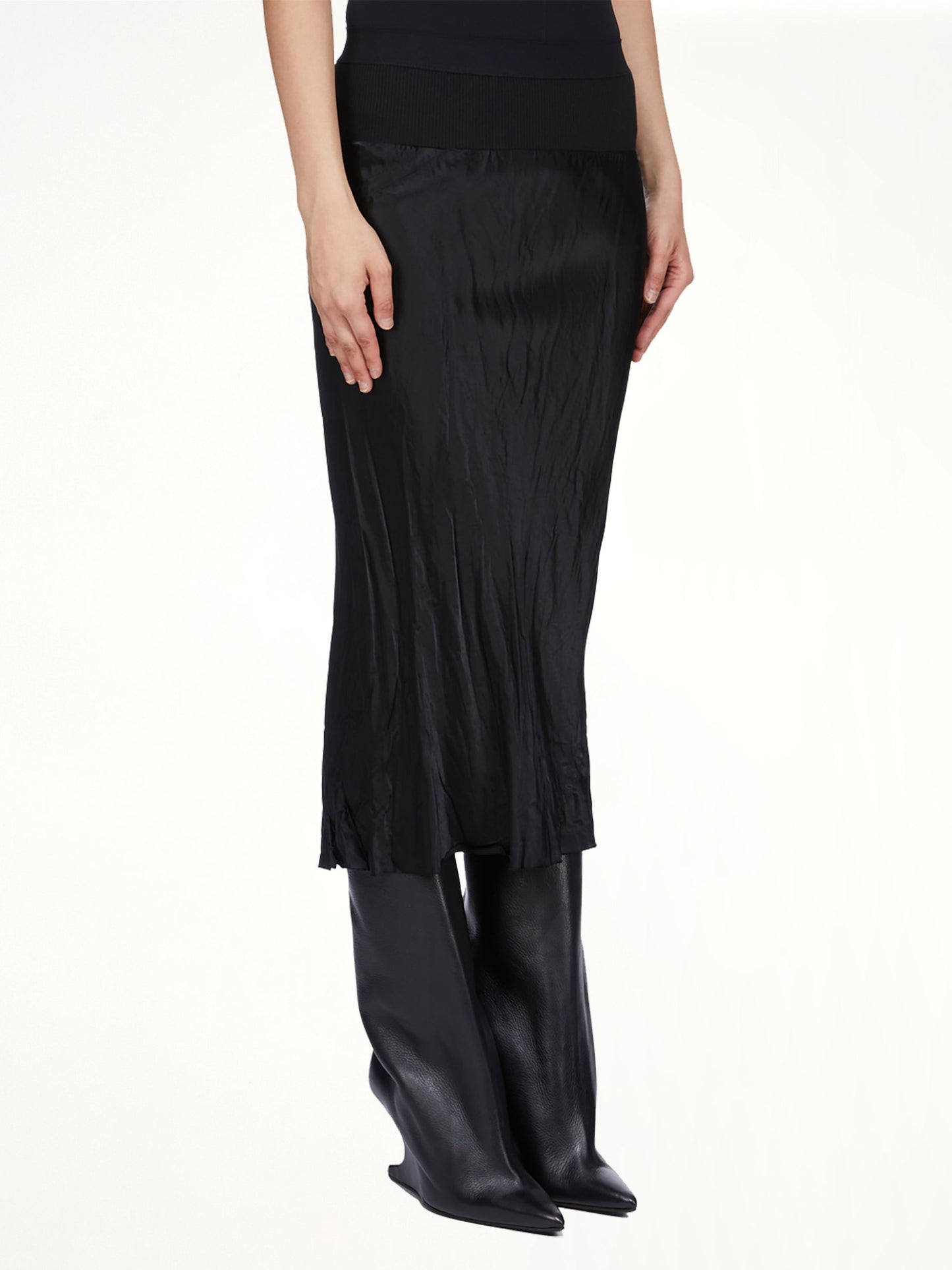 RICK OWENS Knee Bias Skirt (Black)