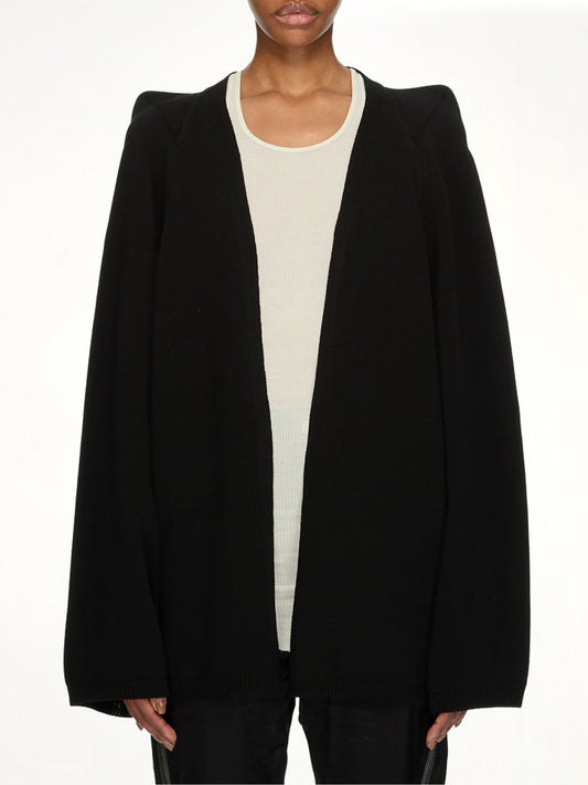 Image of a model wearing Tops. Product name - Con V Top in Black colour by brand - RICK OWENS