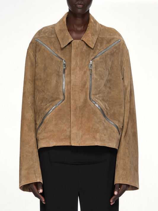Image of Coats & Jackets. Product name - Heizer Mac Jacket in Brown colour by brand - RICK OWENS