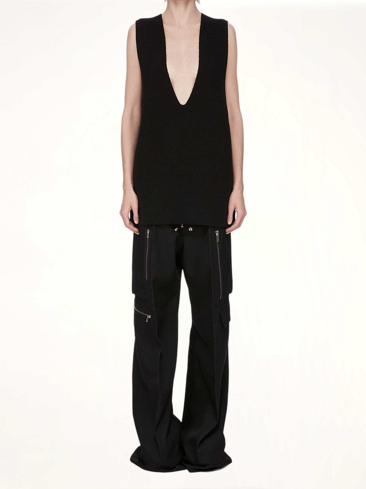 RICK OWENS V Tank Sweater (Black)