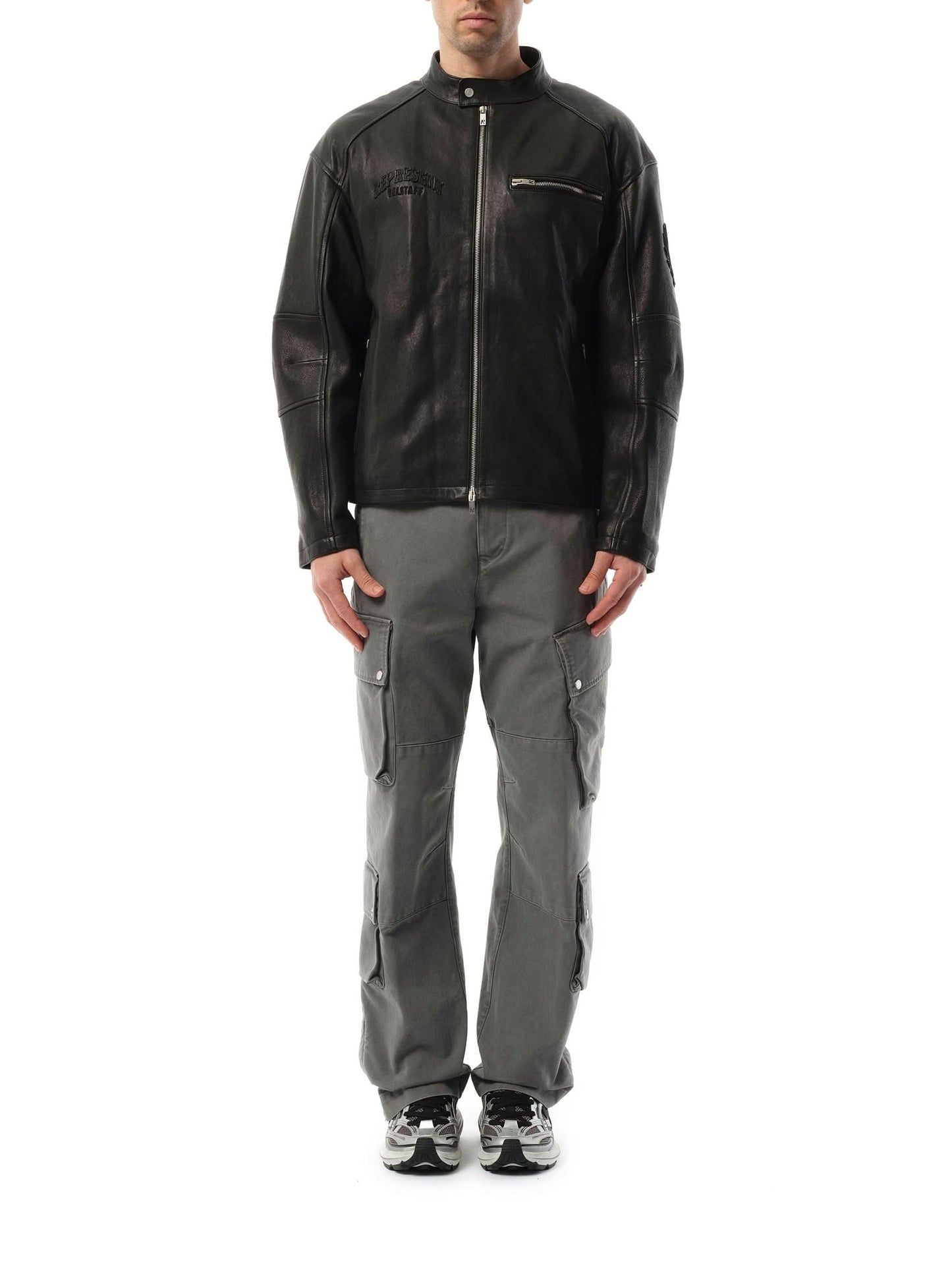 REPRESENT Belstaff Leather Race Jacket (Black)