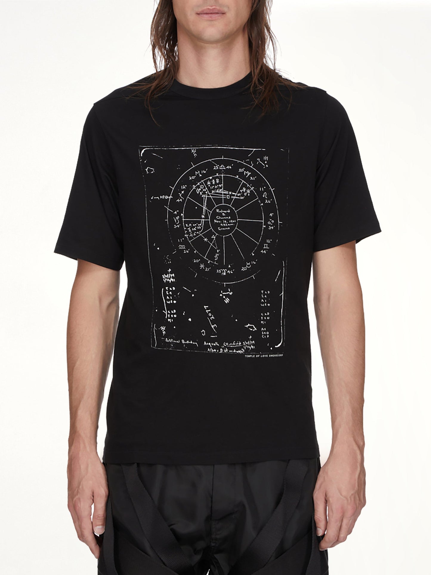 Image of a model wearing Tops. Product name - Constellation Brad T in Black colour by brand - RICK OWENS