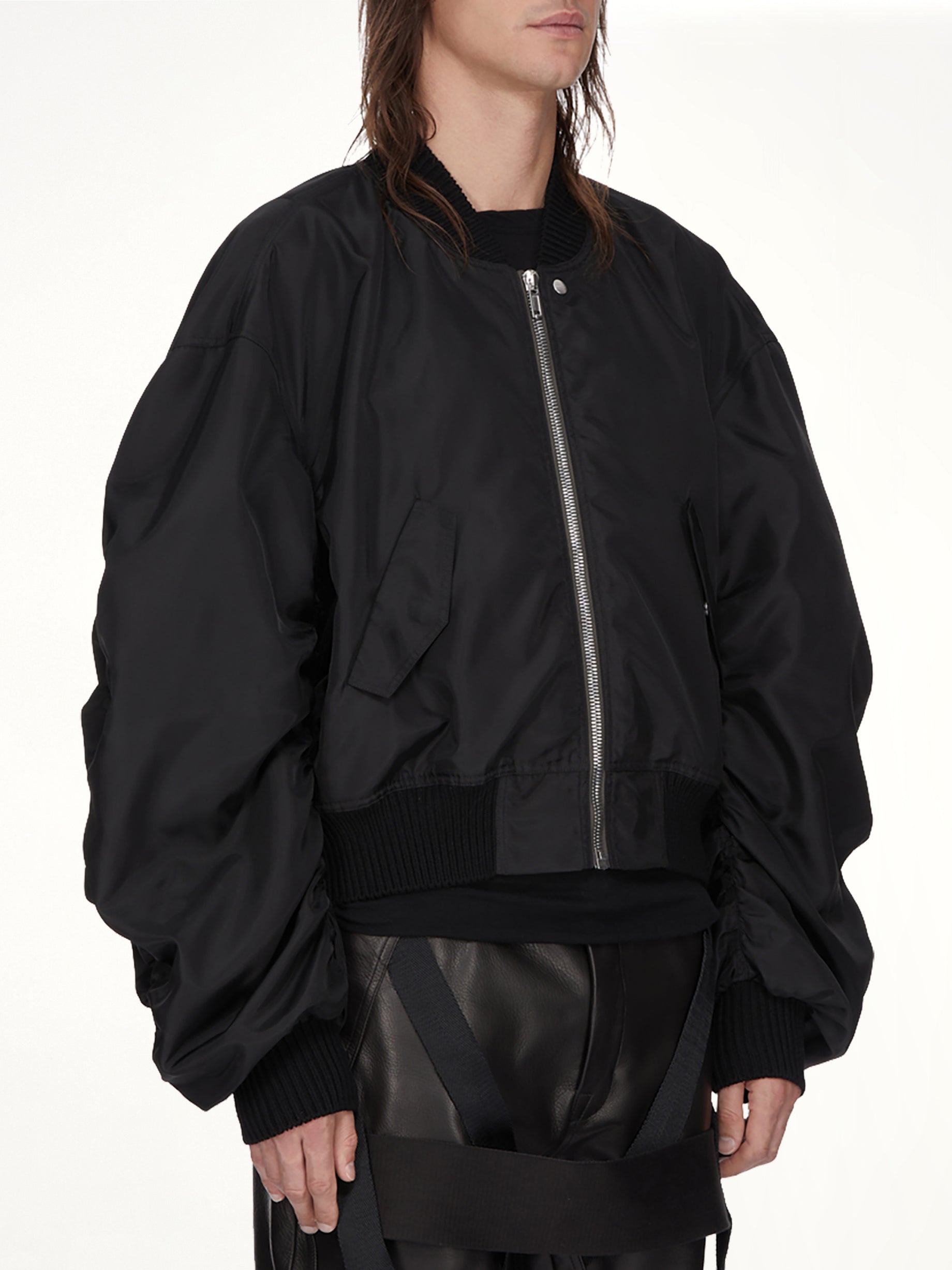 Image of Coats & Jackets. Product name - Secchia Flight Jacket in Black colour by brand - RICK OWENS