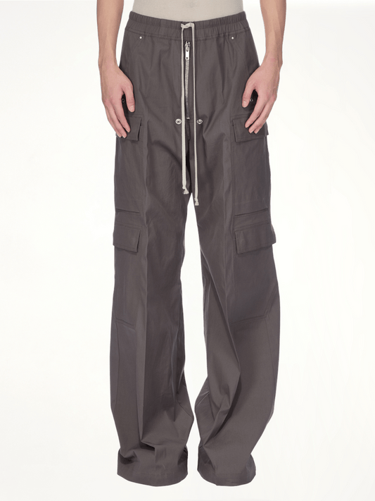 Image of a model wearing Pants. Productname: RICK OWENS Cargobelas in Brown colour by brand - RICK OWENS