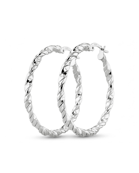Image of Earrings. Product name - Radiance Silver Hoop Earrings in colour by brand - LAVANA