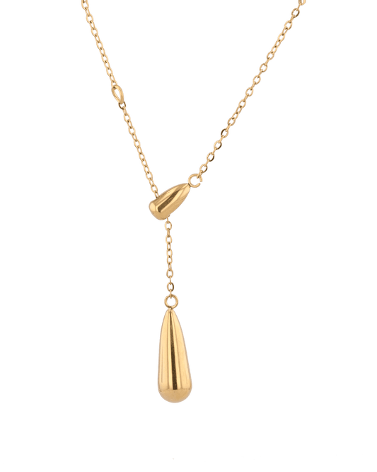 LAVANA Raindrop Gold Lariat Necklace