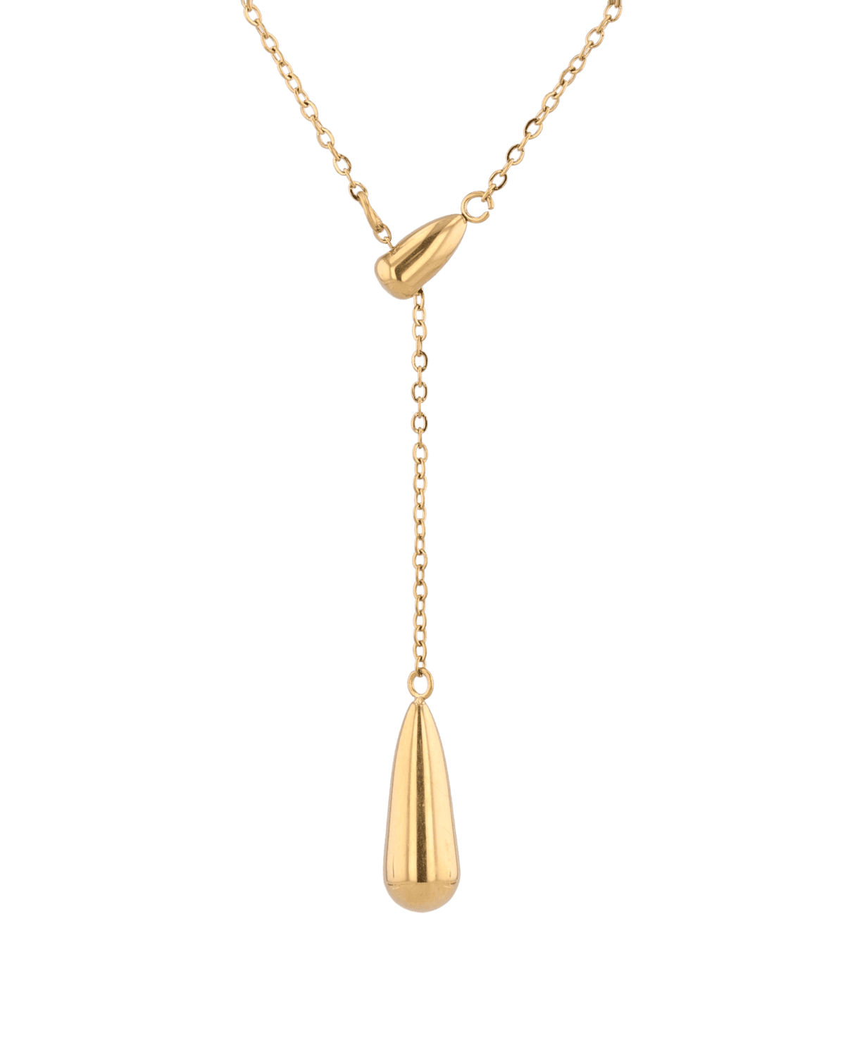 Image of Necklaces. Product name - Raindrop Gold Lariat Necklace in colour by brand - LAVANA