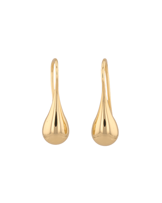 Image of Earrings. Product name - Raindrop Hook Gold Drop Earrings in colour by brand - LAVANA