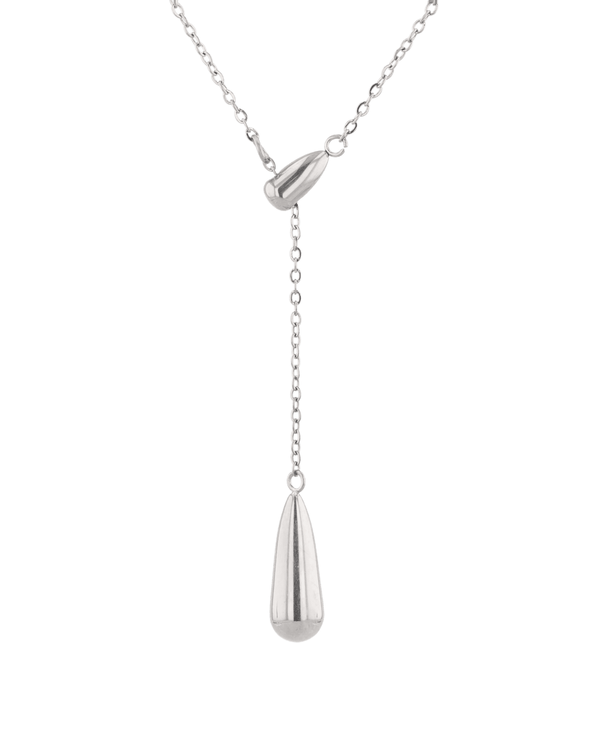 Image of Necklaces. Product name - Raindrop Silver Lariat Necklace in colour by brand - LAVANA
