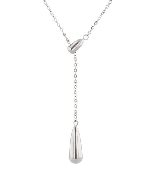 Image of Necklaces. Product name - Raindrop Silver Lariat Necklace in colour by brand - LAVANA