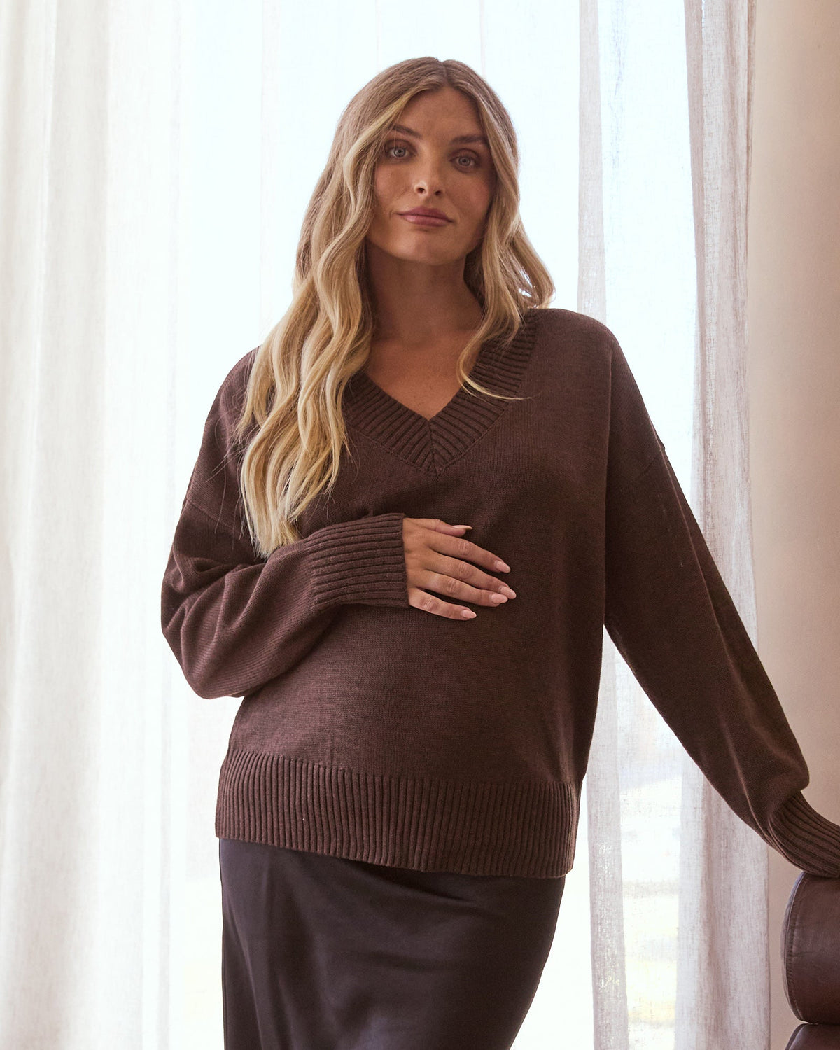 Soon Maternity Recycled Cashmere V-Neck Sweater