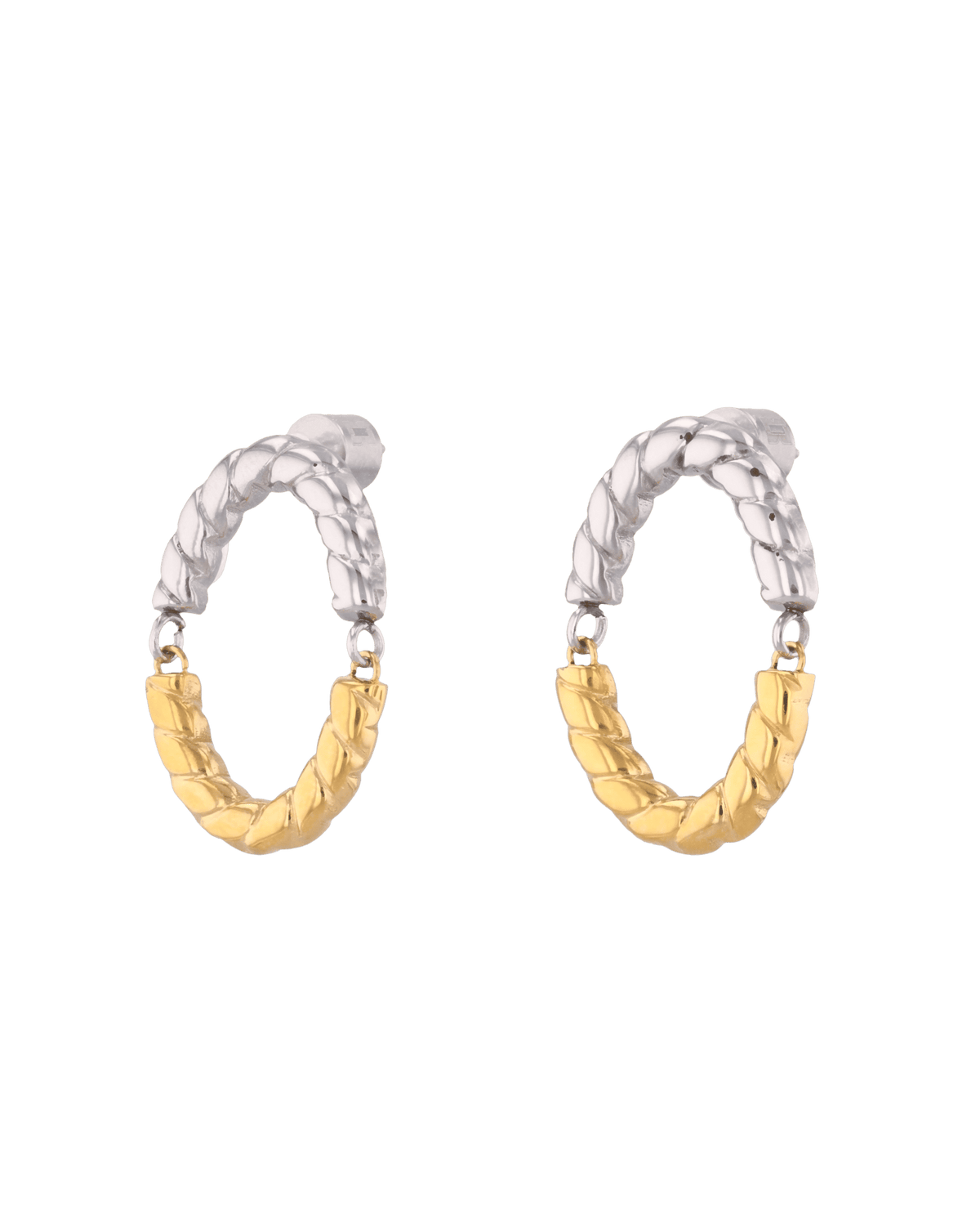 Image of Earrings. Product name - Reflection Two Tone Hoop Earrings in colour by brand - LAVANA