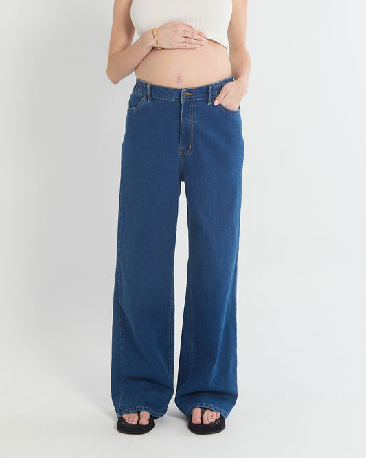 Image of Jeans. Product name - Relaxed Wide Leg Jeans in colour by brand - Soon Maternity