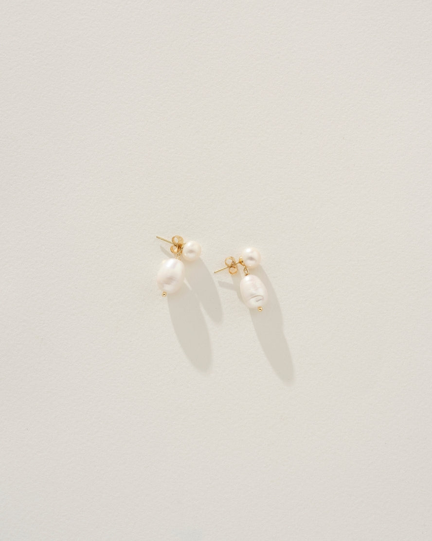 Image of Earrings. Product name - Gennie Pearl Earrings in colour by brand - Reliquia Jewellery