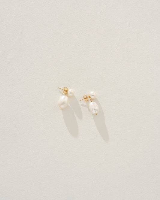 Image of Earrings. Product name - Gennie Pearl Earrings in colour by brand - Reliquia Jewellery