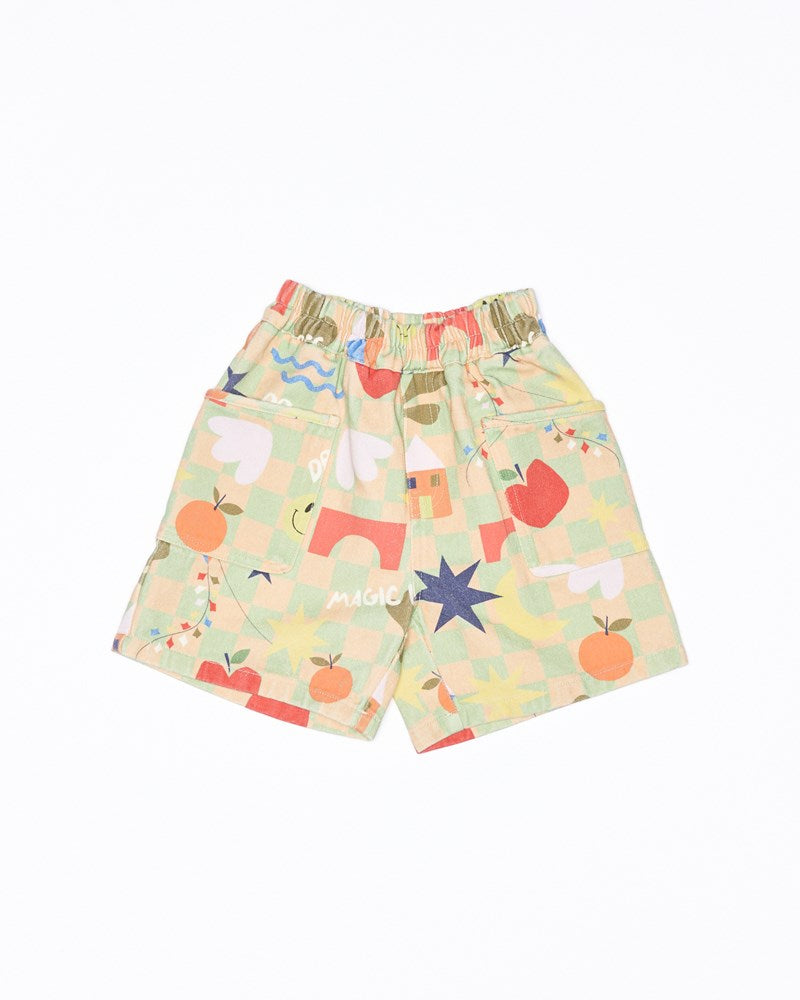 Image of a model wearing Shorts. Productname: Walnut Melbourne Remy Short in Magic Vibes colour by brand - Walnut Melbourne