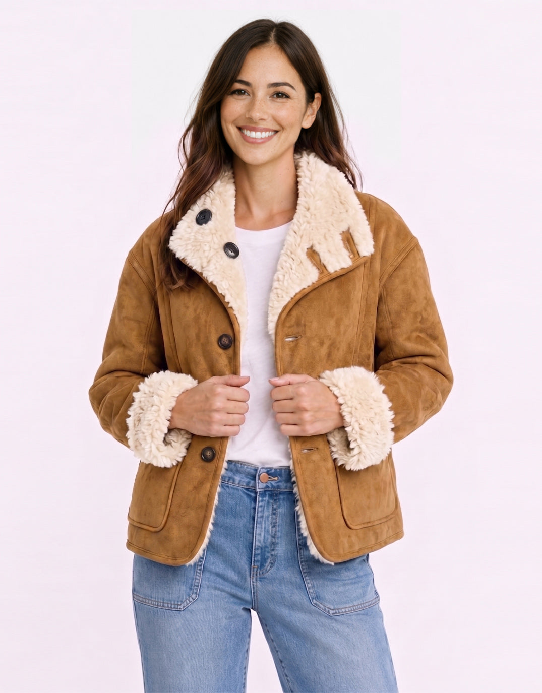 Image of Jackets. Product name - Aspen Reversible Jacket Camel/Ecru in Camel/Ecru colour by brand - 132 Fashion