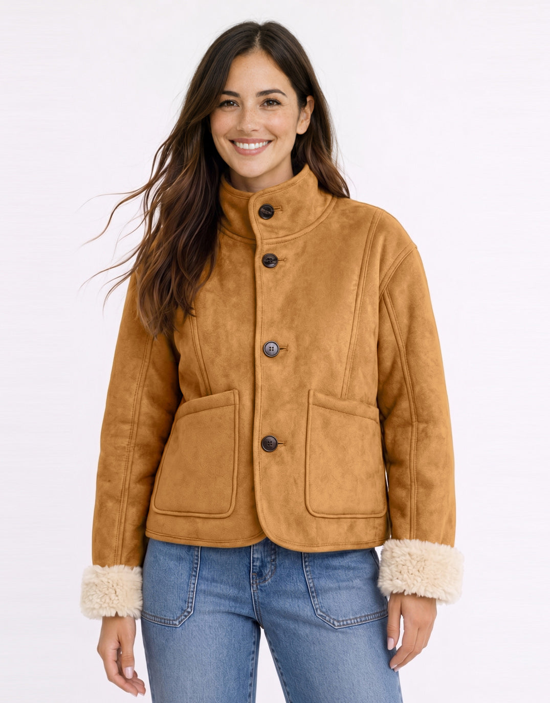 132 Fashion Aspen Reversible Jacket (Camel/Ecru)