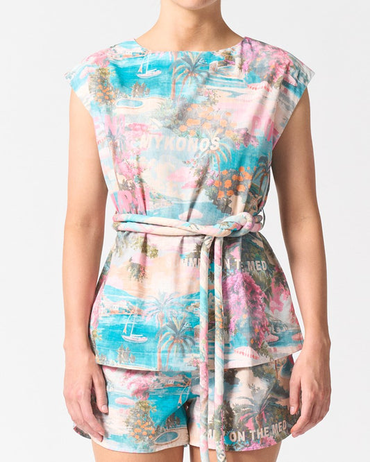 Image of a model wearing Tops. Productname: Walnut Melbourne Rhodes Top in Summer On The Med colour by brand - Walnut Melbourne