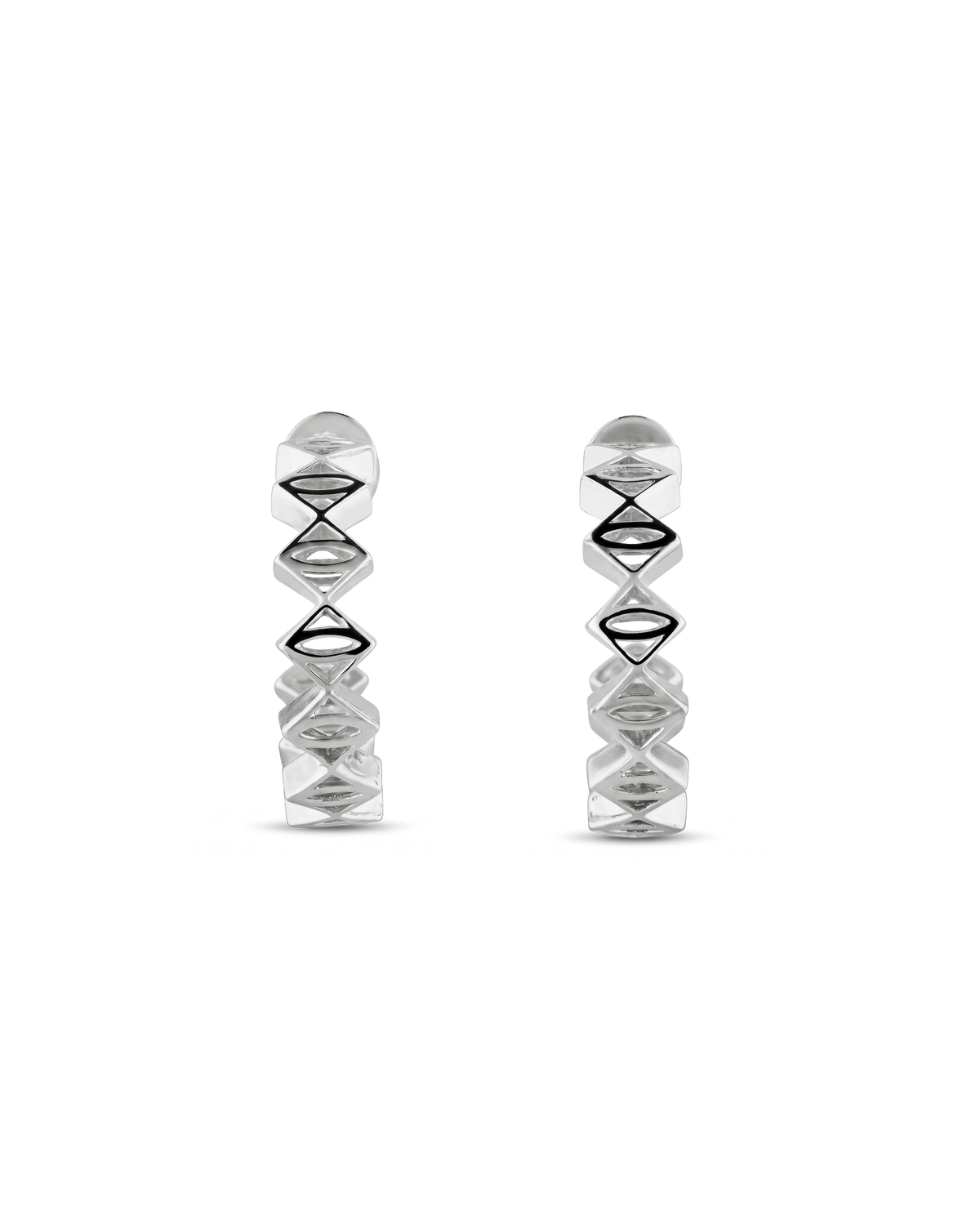 LAVANA Rhombus Geometric Silver Hoop Earrings