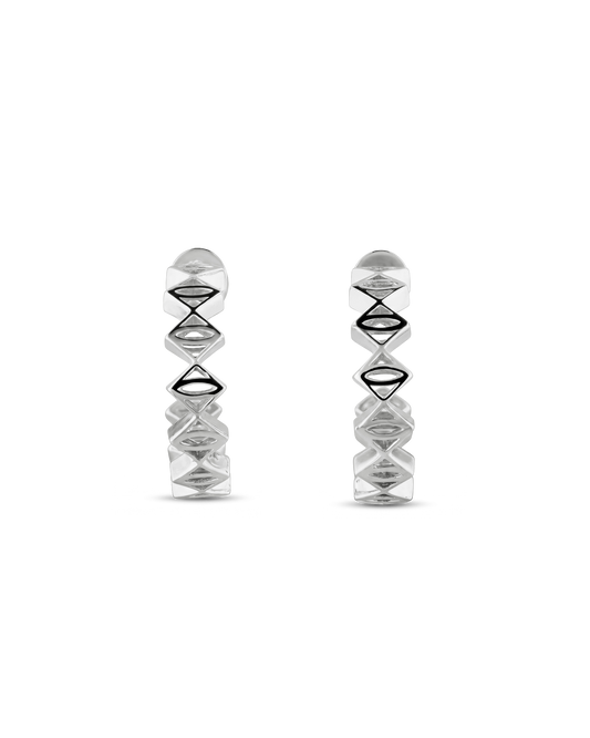 LAVANA Rhombus Geometric Silver Hoop Earrings