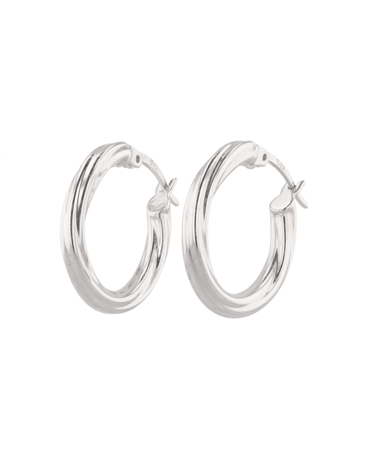 Image of Earrings. Product name - Rhythm Silver Hoop Earrings in colour by brand - LAVANA
