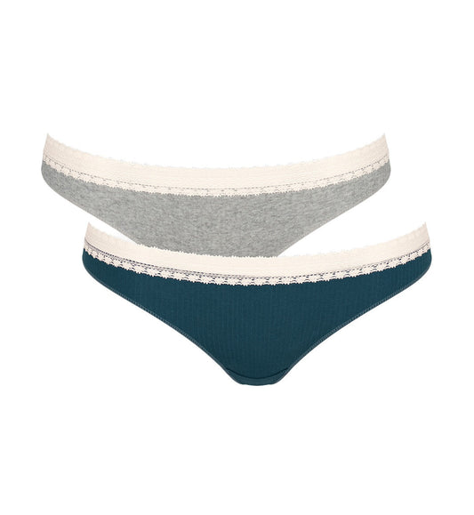 Image of Briefs. Productname: Triumph Sloggi Go Ribbed Brazil Twin Pack in Blue Light Combination colour by brand - Triumph