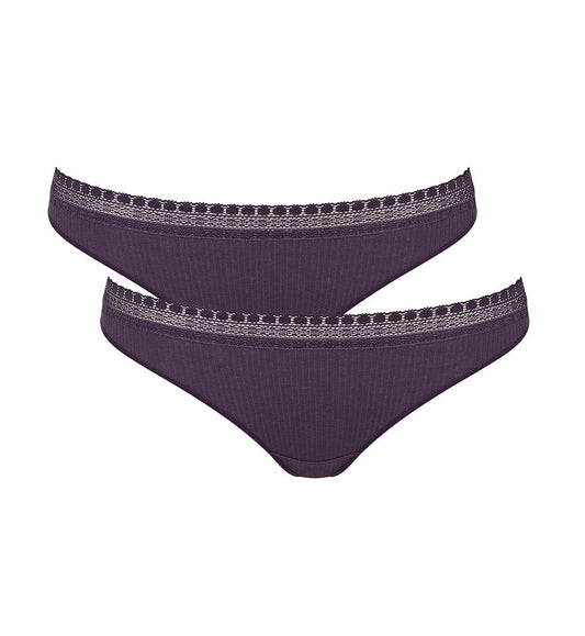 Image of Briefs. Productname: Triumph Sloggi Go Ribbed Brazil Twin Pack in Blueberry colour by brand - Triumph