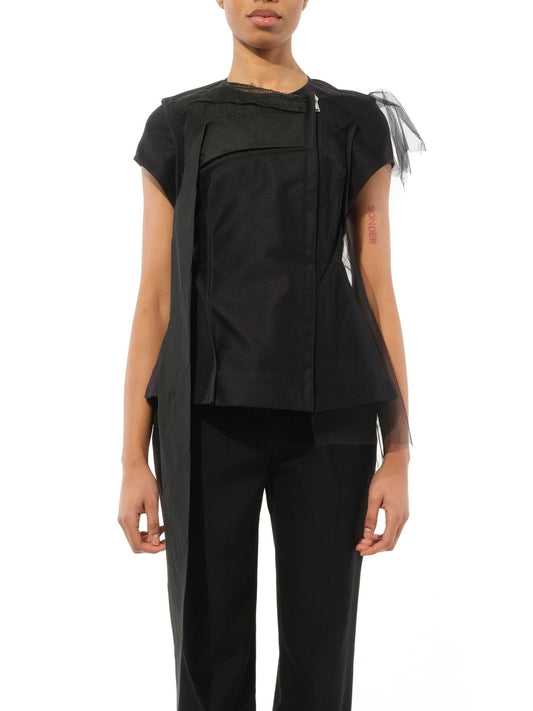 Image of a model wearing Outerwear. Productname: RICK OWENS Woven Jacket in Black colour by brand - RICK OWENS